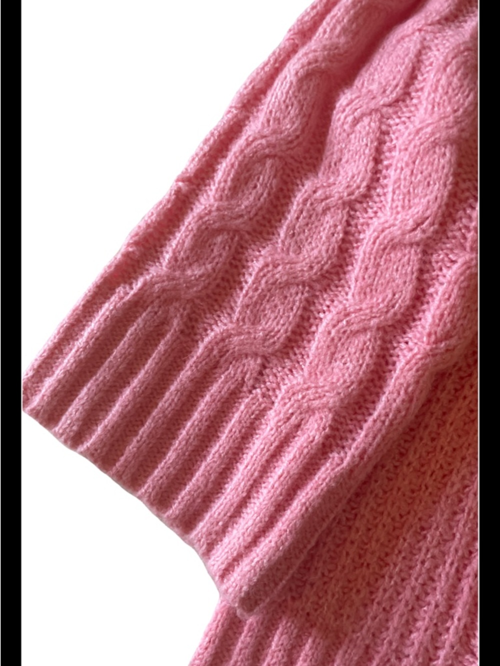 Women's Pink Cable Turtleneck Sweater - Picture 7 of 8